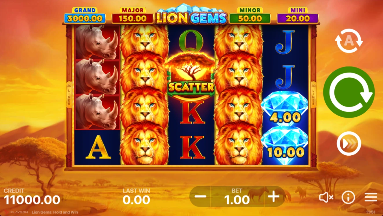 lion gems slot start